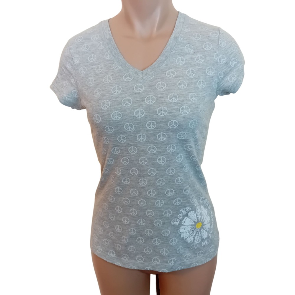 Women's‎ Y2K La Senza Lola & Coco Peace Sign T-Shirt V-Neck Loungewear Casual S